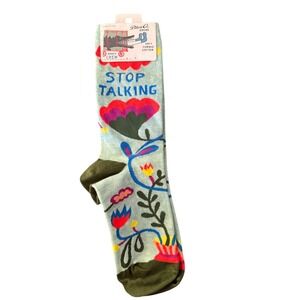 Blue Q Womens Crew Socks Stop Talking Soft Combed Cotton Size 5-10